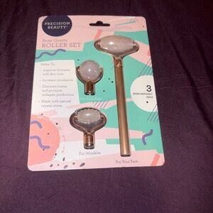 Precision Beauty Rose Quartz Roller Set - Gold and White